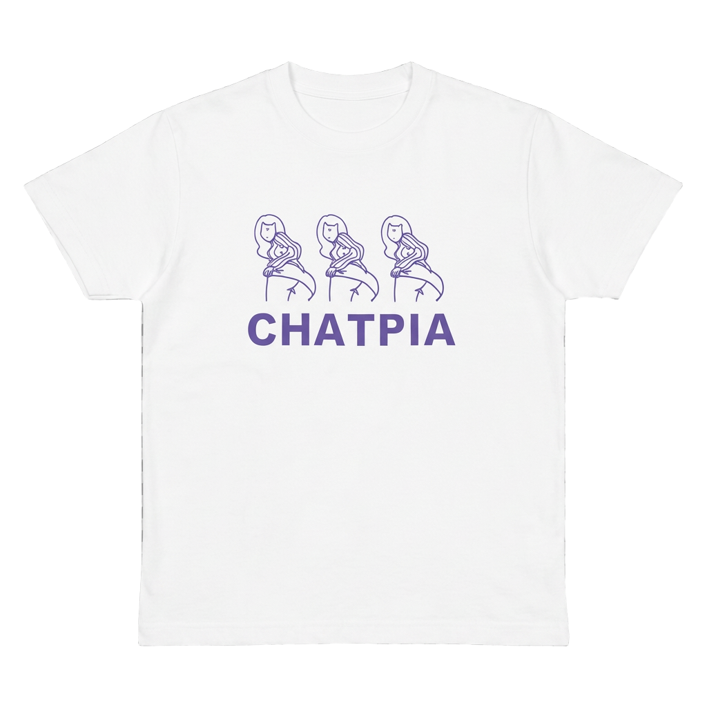 チャットピアTシャツ 白×紫　Sサイズ