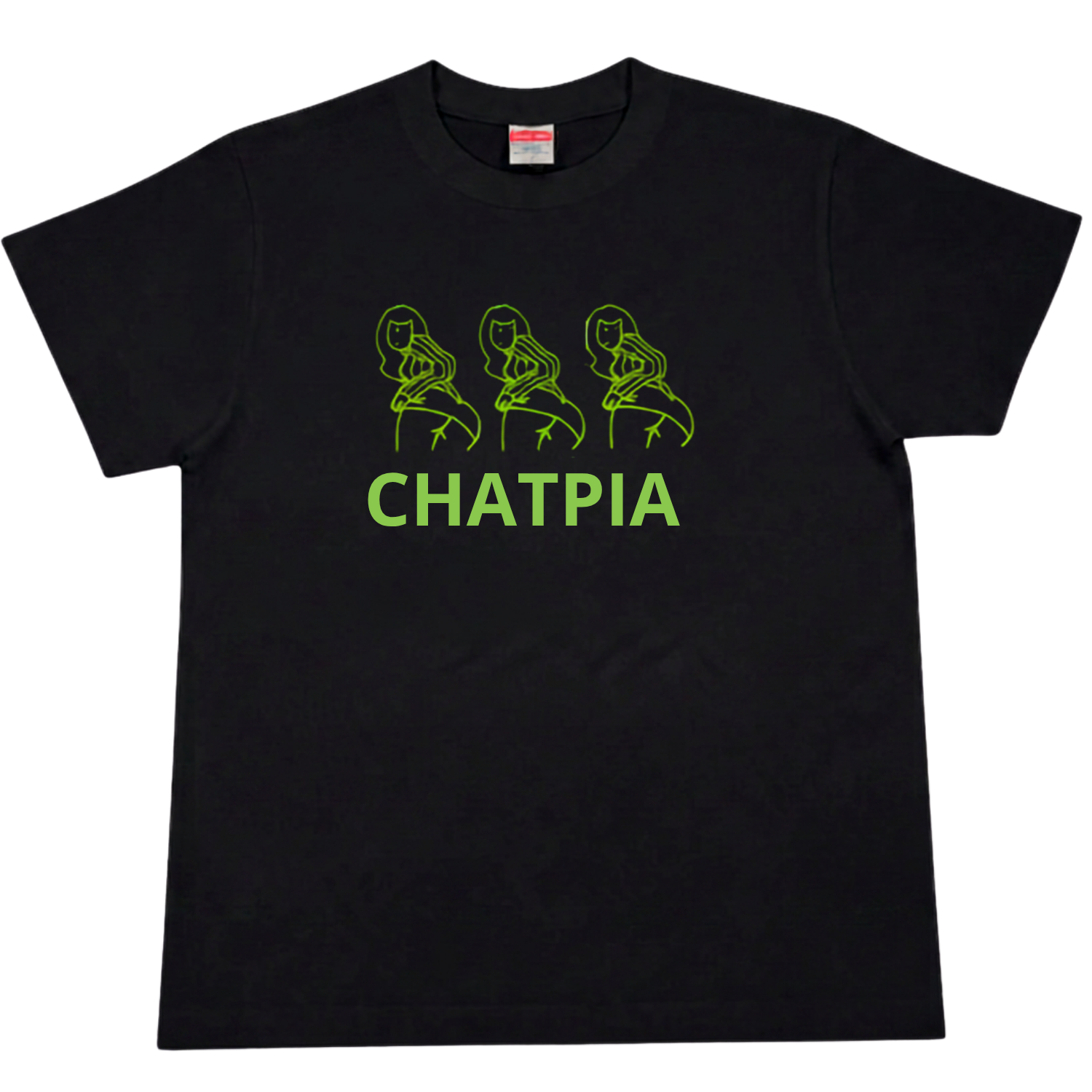チャットピアTシャツ 黒×グリーン　Sサイズ